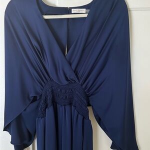 Ramy Brook Cheri- Blue Plunge Neck Dolman Sleeve Jumpsuit
